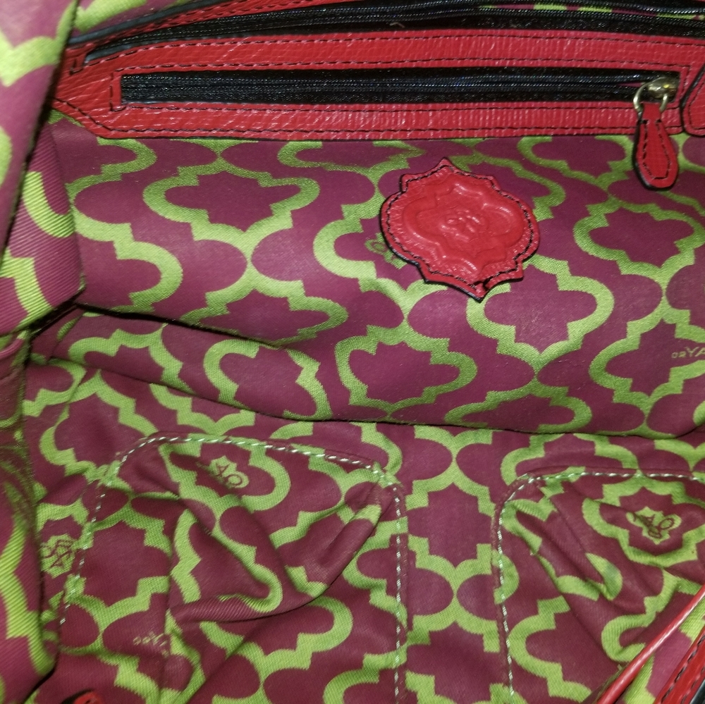 OrYany Red Suede and Leather Satchel - Picture 10 of 14